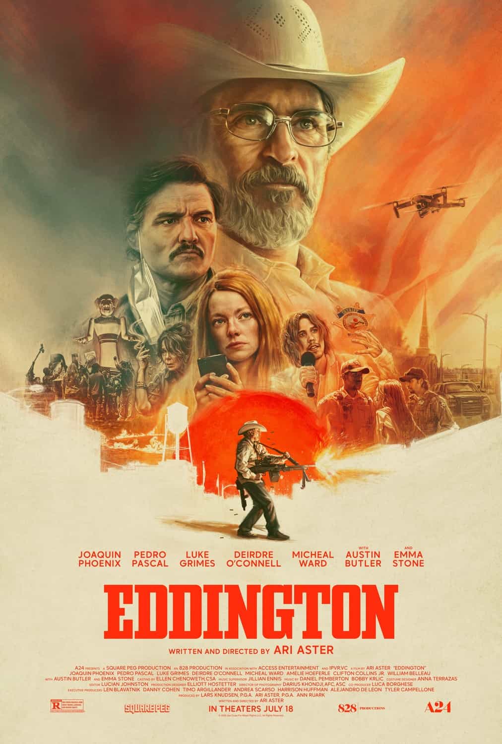 New poster has been released for Eddington which stars Joaquin Phoenix and Deirdre OConnell - movie UK release date 22nd August 2025 #eddington