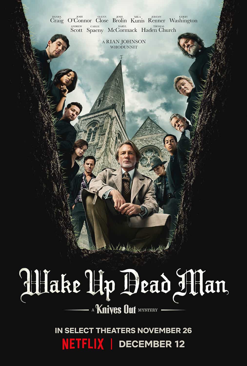 Netflix announcement for upcoming movie Wake Up Dead Man: A Knives Out Mystery which stars Daniel Craig - movie released in 2025 #wakeupdeadmanaknivesoutmystery